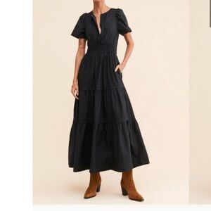 Quince Black Tiered Maxi Dress